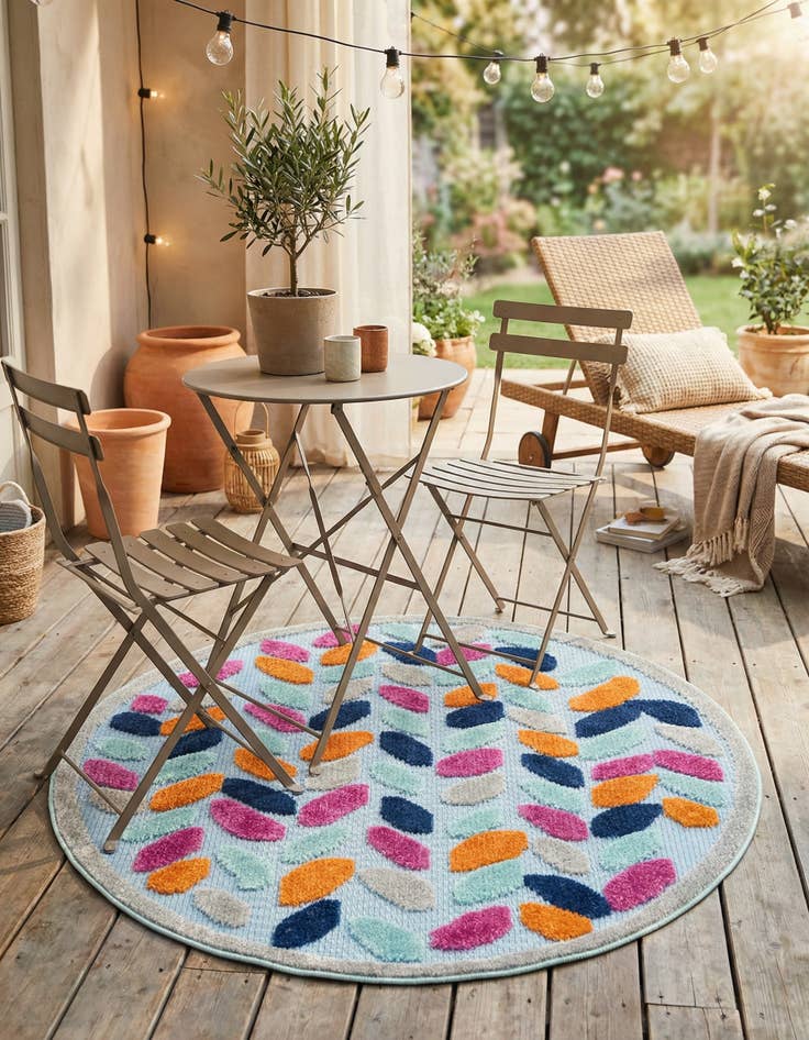 Detail image of 3' 3 x 3' 3  Washable Aruba Indoor / Outdoor Round Rug