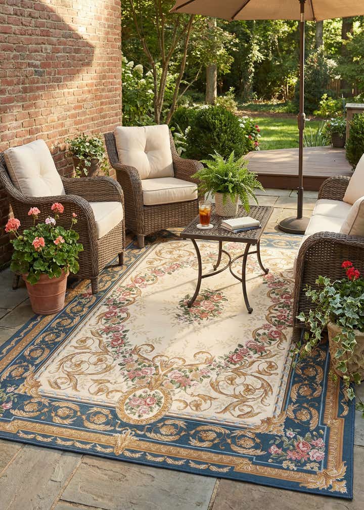 6' x 9' Easy-Clean Traditional Indoor / Outdoor Rug