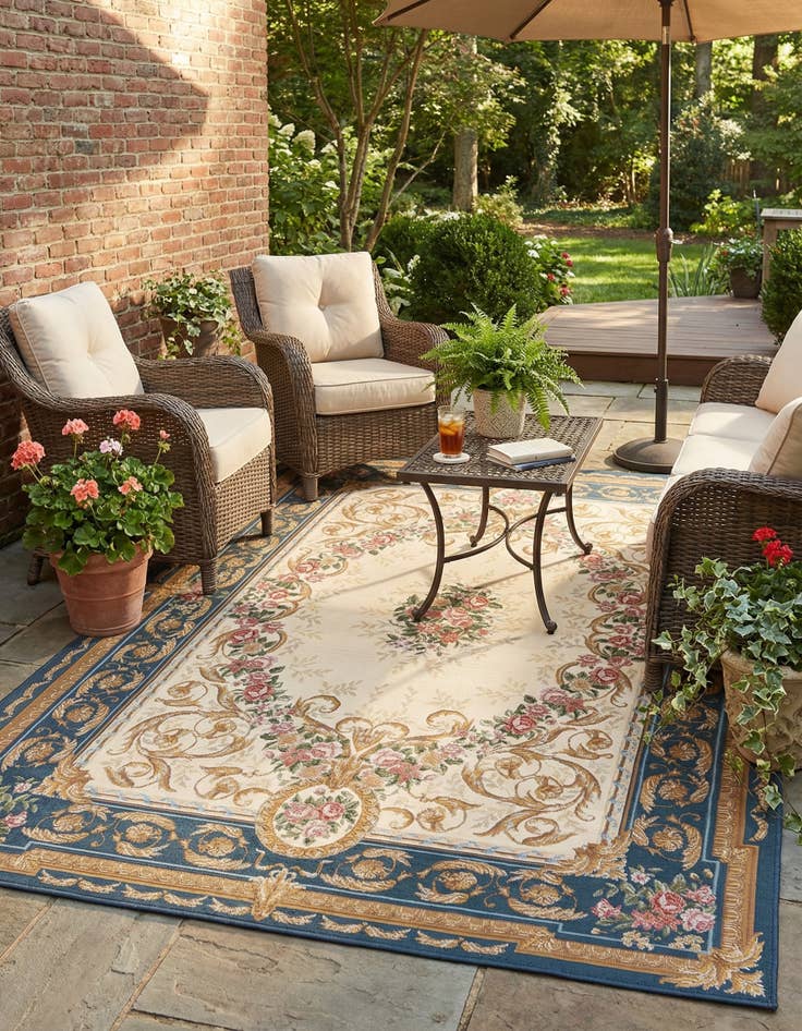 Detail image of 6' x 9'  Washable Traditional Indoor / Outdoor Rug