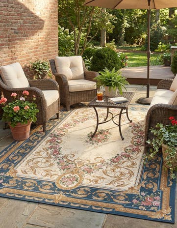6' x 9' Easy-Clean Traditional Indoor / Outdoor Rug