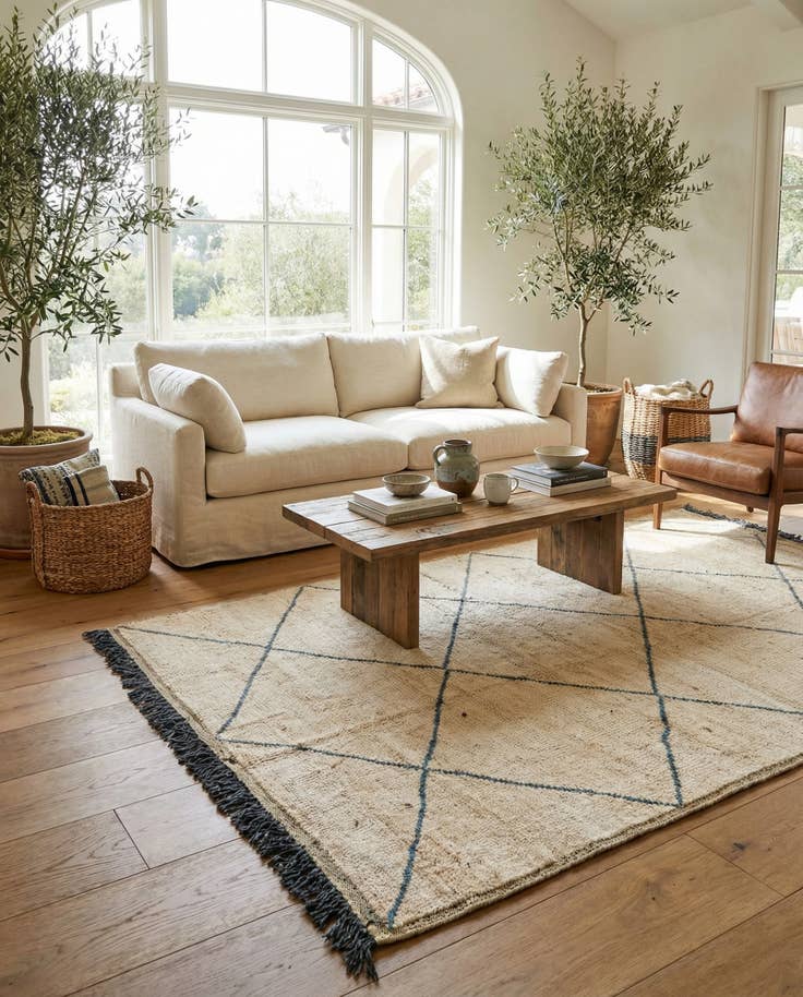 Detail image of 6' 3 x 9' 3 Hand Knotted Moroccan Wool Rug
