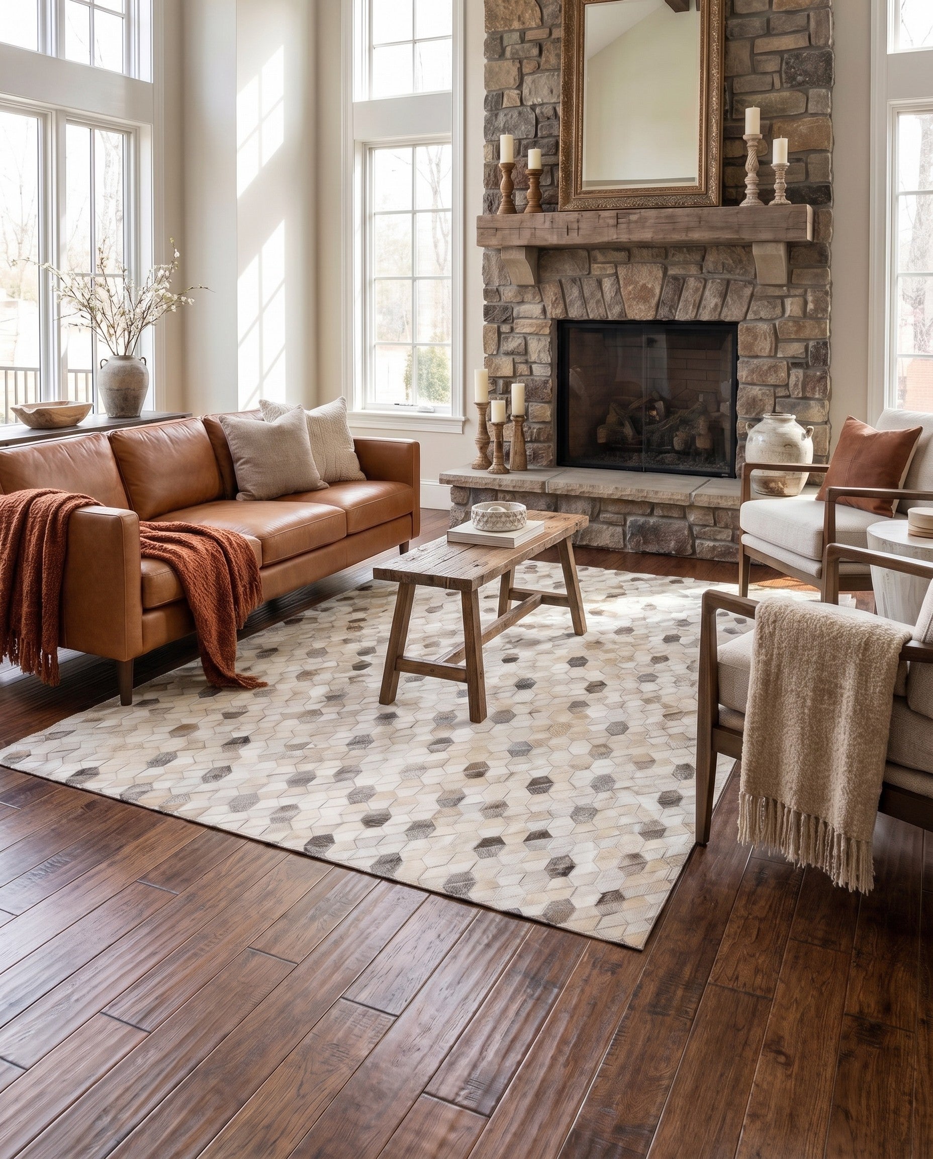 4' 6 x 6' 6 Cowhide Rug