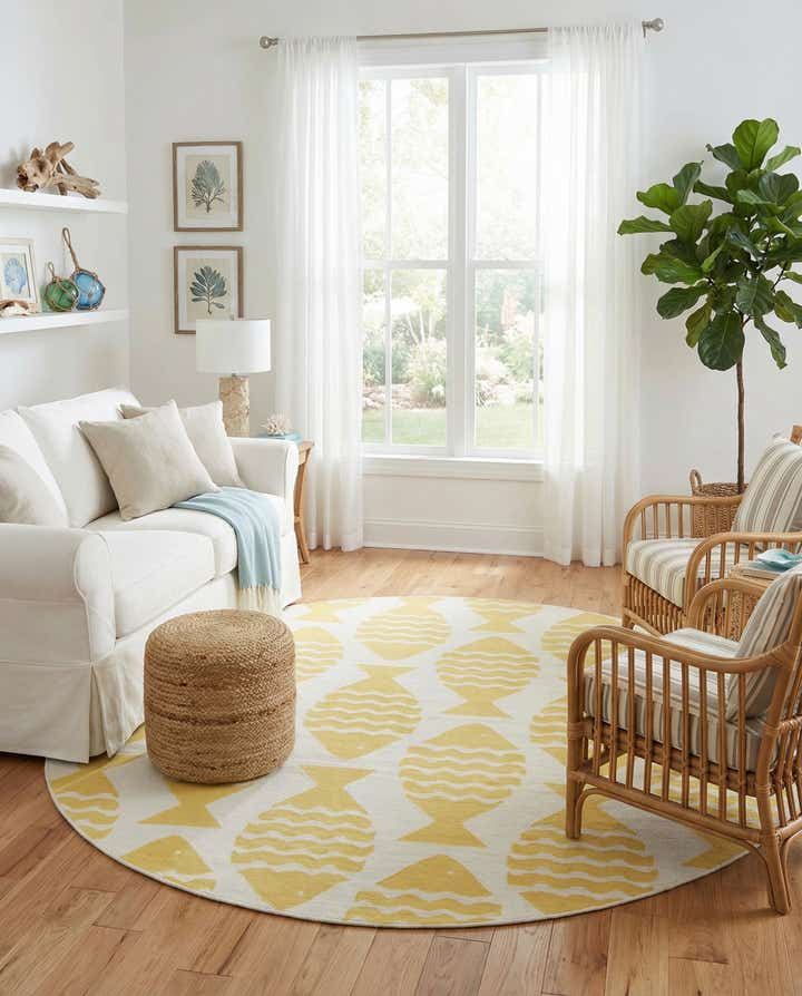 7' 10 x 7' 10 Easy-Clean Coastal Indoor / Outdoor Round Rug