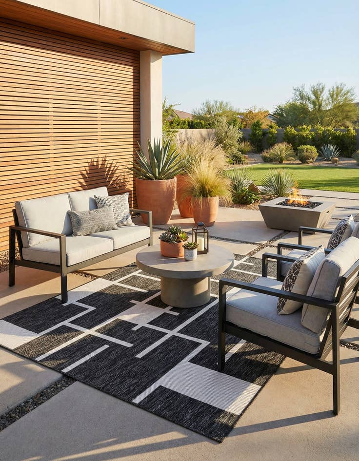 Detail image of 4' x 6'  Washable Modern Indoor / Outdoor Rug