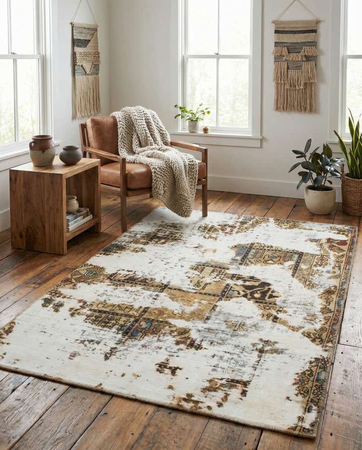 4' 5 x 6' 2 Hand Knotted Ultra Vintage Persian Wool Rug