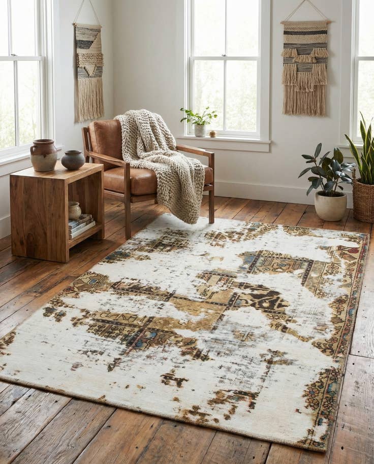 Detail image of 4' 5 x 6' 2 Hand Knotted Ultra Vintage Persian Wool Rug