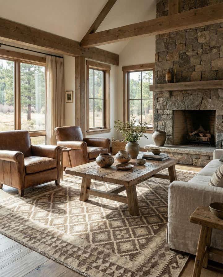 6' 11 x 9' 8 Hand Woven Kilim Maymana Wool Rug