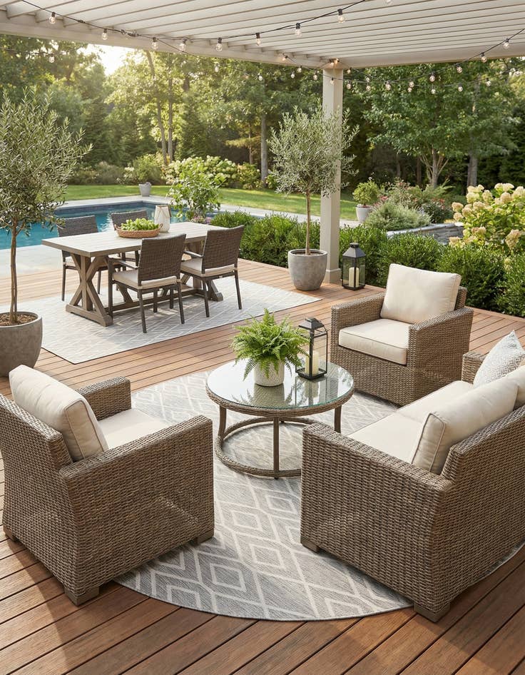 Detail image of 7' 10 x 10'  Washable Jill Zarin Turks and Caicos Indoor / Outdoor Oval Rug