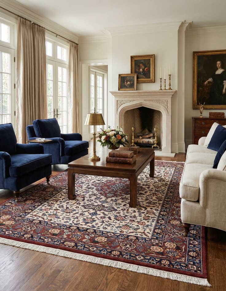 Detail image of 6' 8 x 9' 2  Hand Knotted Isfahan Oriental Wool Rug