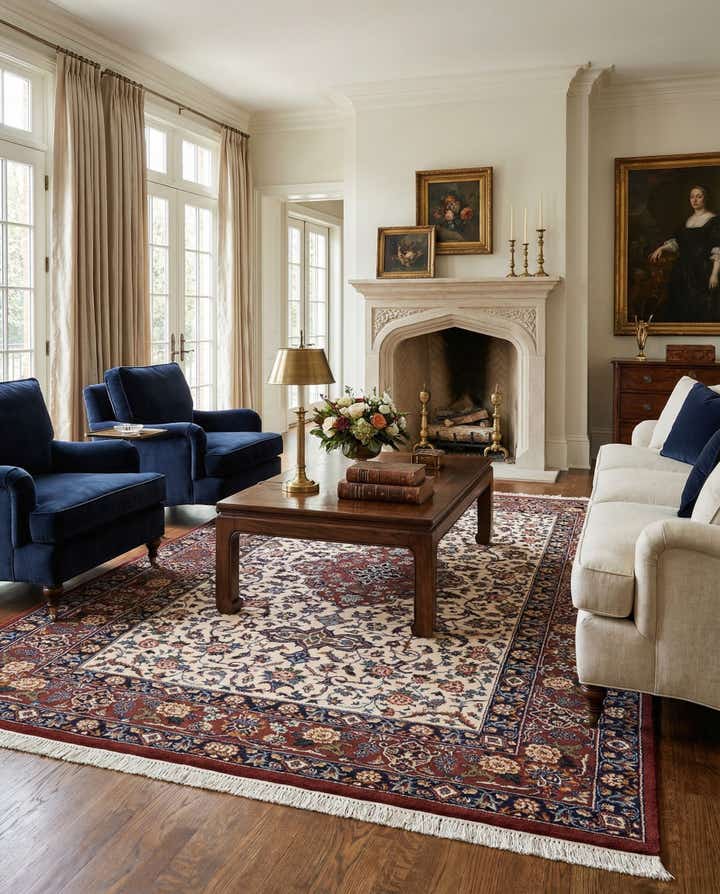 6' 8 x 9' 2 Hand Knotted Isfahan Oriental Wool Rug