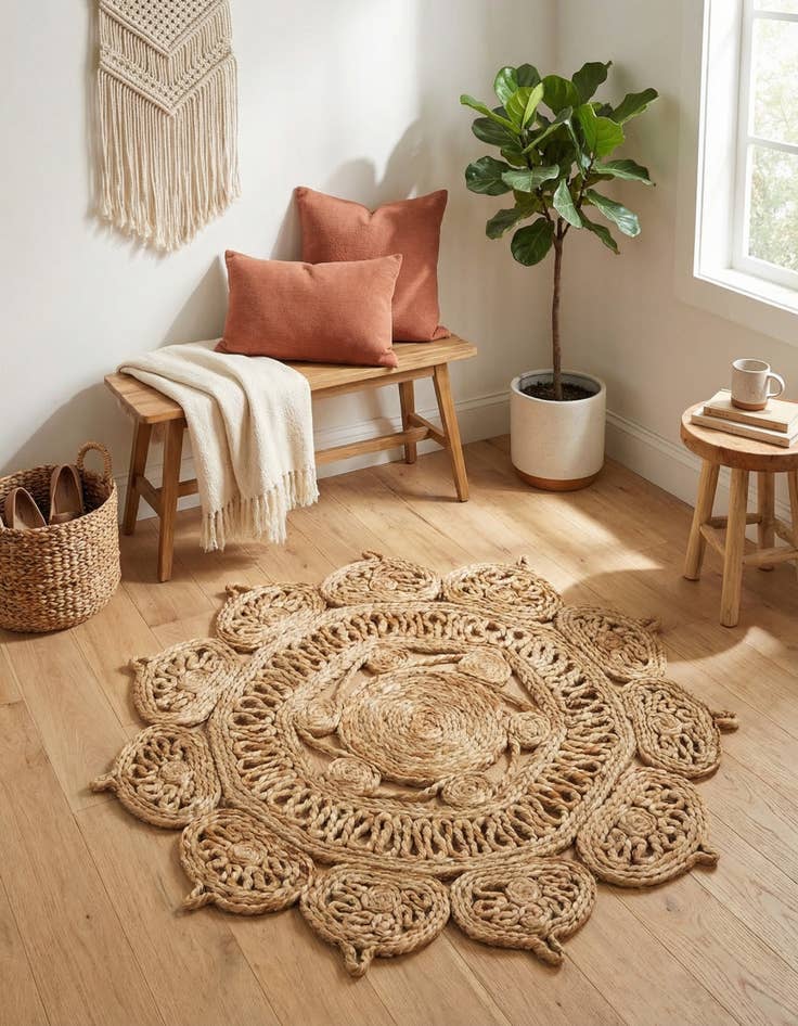 Detail image of  2' x 2'  Hand Braided Jute Round Rug
