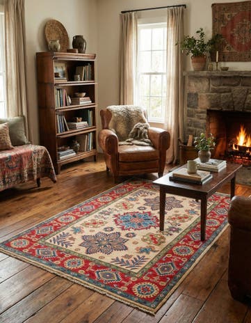 3' 10 x 6' 1 Hand Knotted Kazak Rug