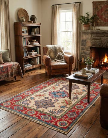 3' 10 x 6' 1 Hand Knotted Kazak Rug