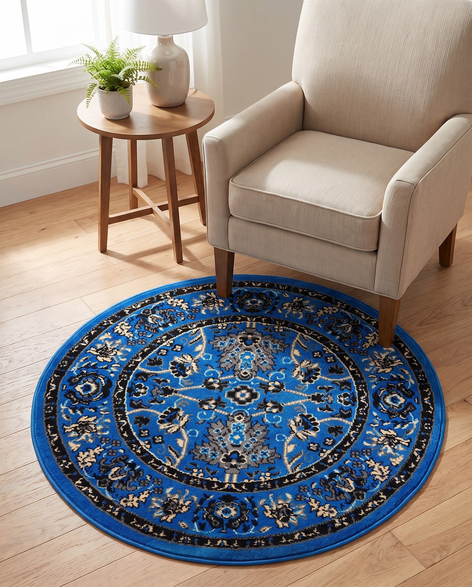 3' 3 x 3' 3 Kashan Design Round Rug