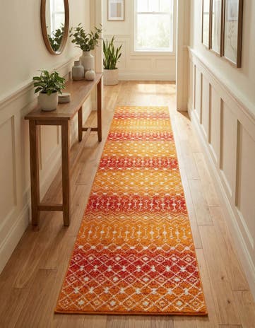Orange and Red Moroccan Trellis Runner Rug