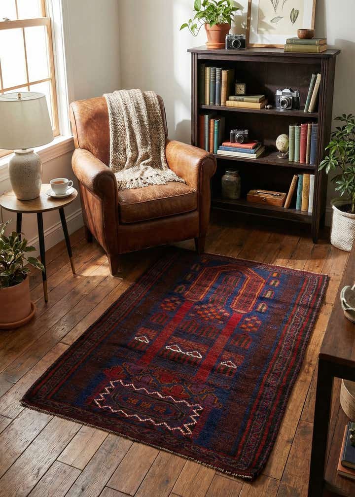 2' 10 x 4' 8 Hand Knotted Balouch Persian Wool Rug