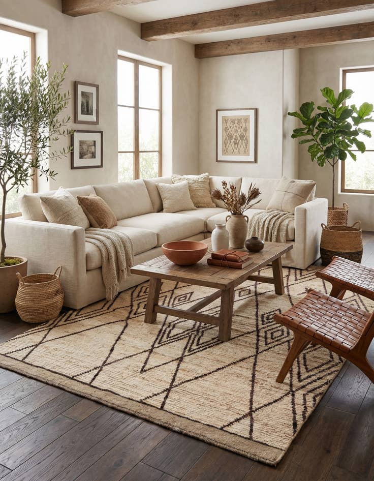 Detail image of 5' 10 x 7' 8  Hand Knotted Moroccan Wool Rug