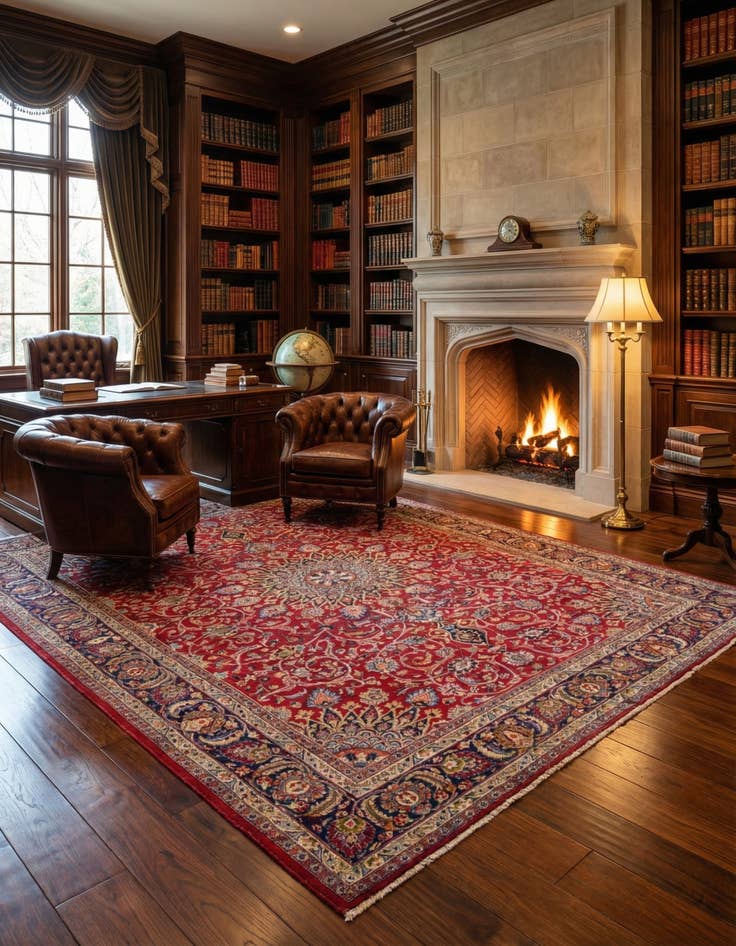 Detail image of  9' 7 x 12' 10  Hand Knotted Kashmar Persian Wool Rug