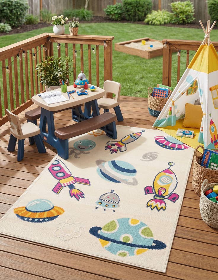 Detail image of  5' 3 x 7' 7  Washable  Indoor / Outdoor Rug