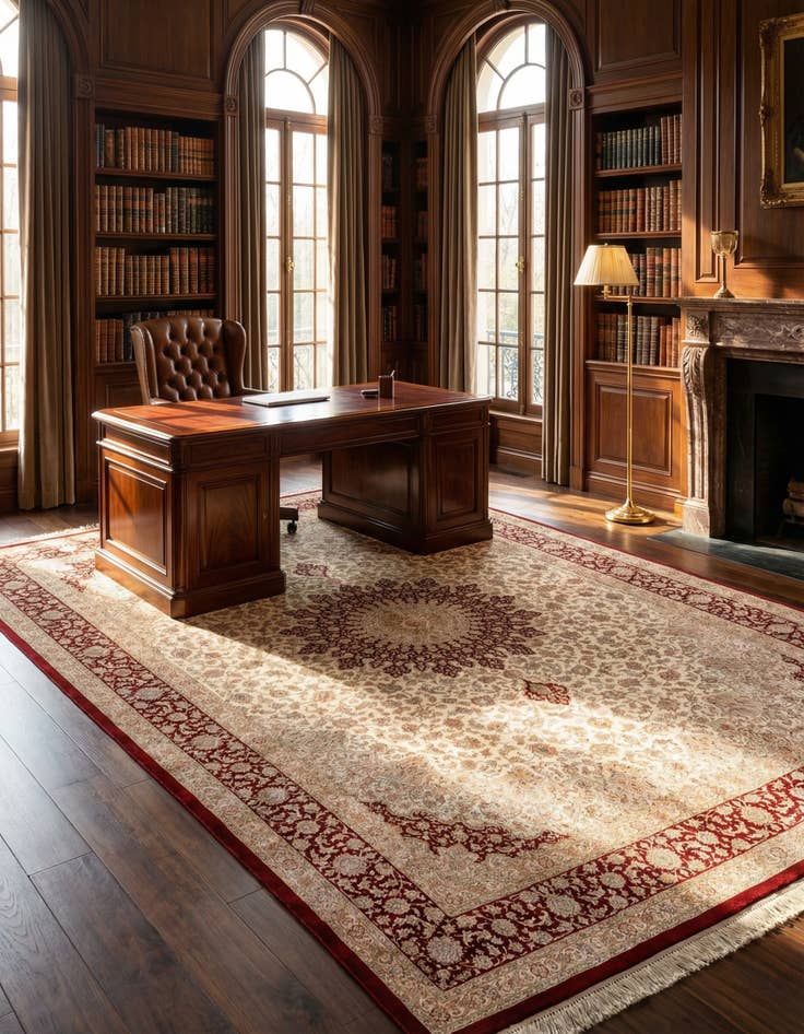 Detail image of 9' 9 x 13' 3 Ghom Silk Rug