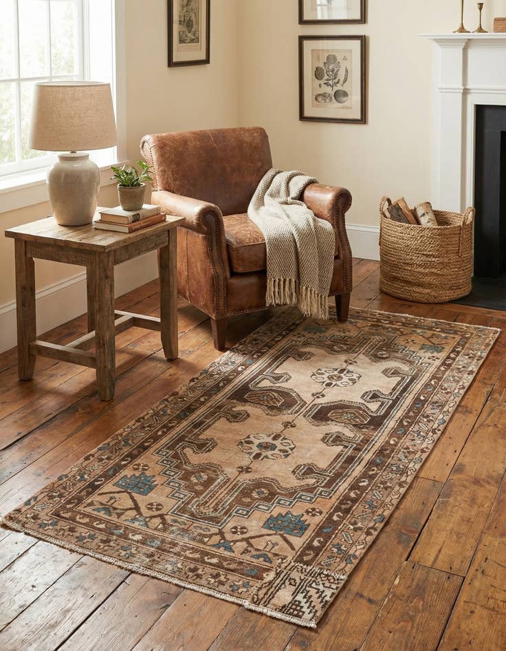 Detail image of 3' 2 x 6' 1  Hand Knotted Ultra Vintage Persian Wool Rug