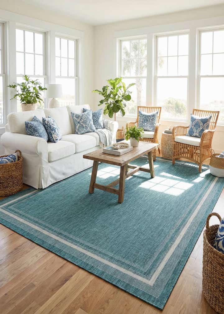 10' x 14' Easy-Clean Border Indoor / Outdoor Rug