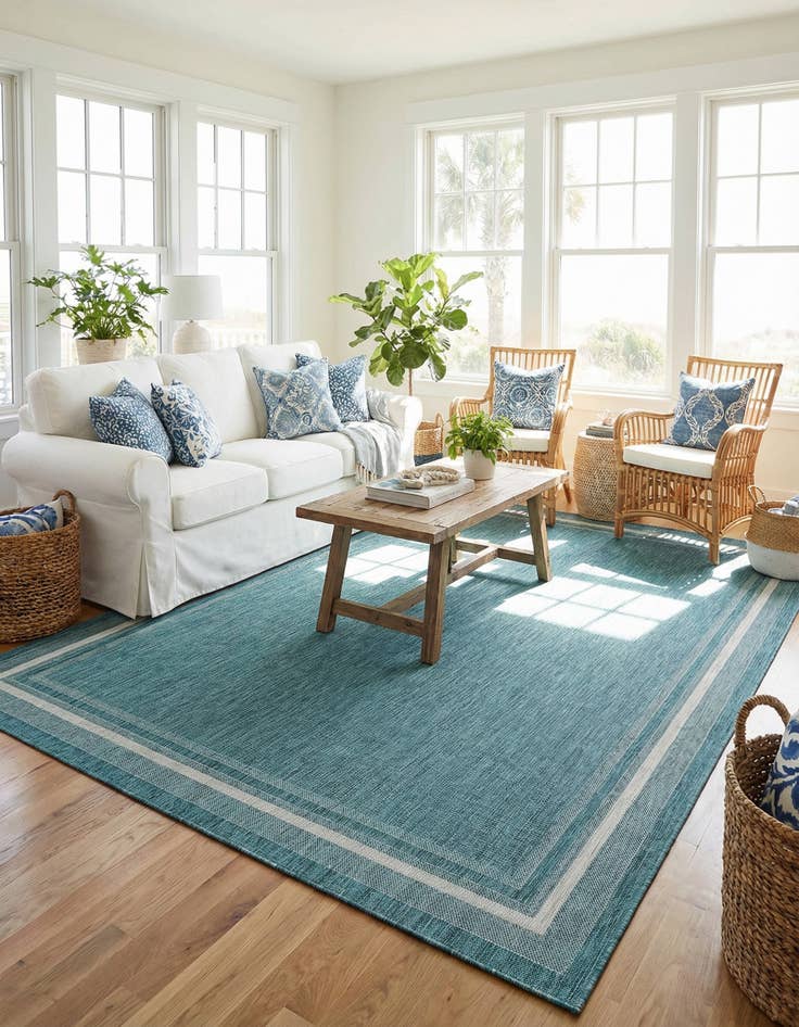 Detail image of  10' x 14'  Washable Border Indoor / Outdoor Rug