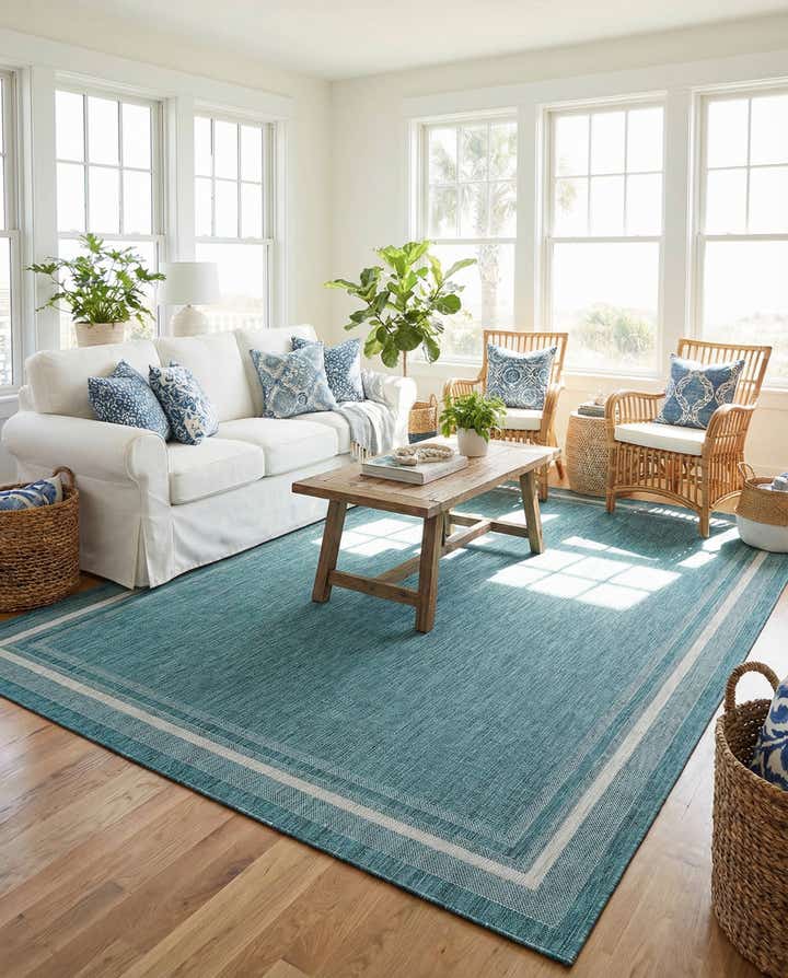 10' x 14' Easy-Clean Border Indoor / Outdoor Rug