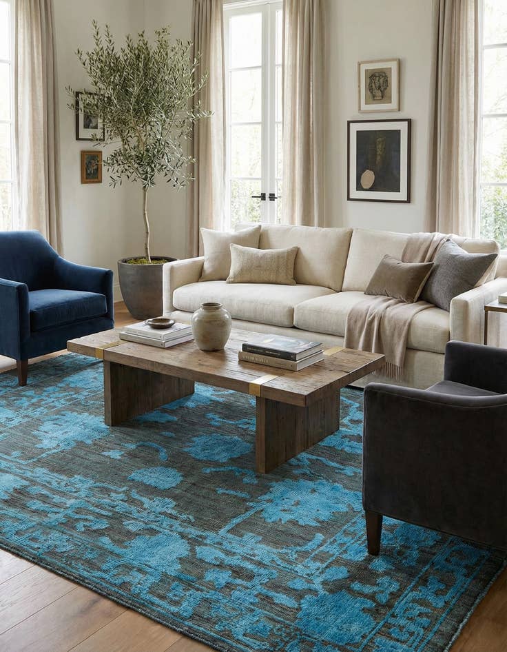 Detail image of  8' 8 x 9' 9  Hand Knotted Oushak Wool Square Rug