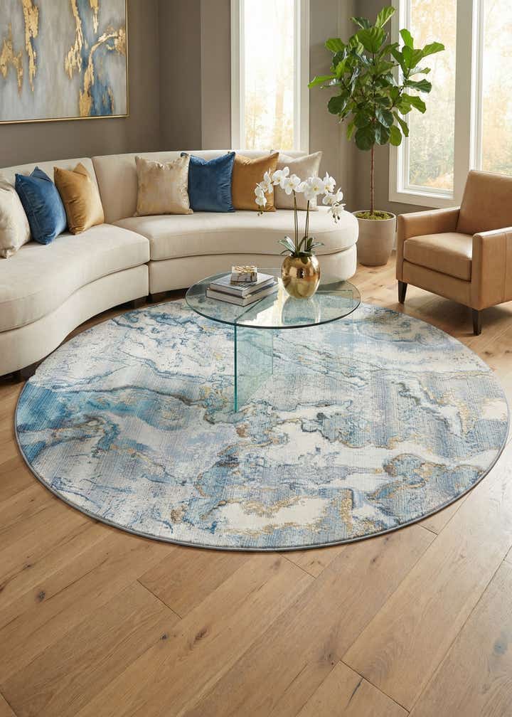 10' x 10' Easy-Clean Modern Indoor / Outdoor Round Rug