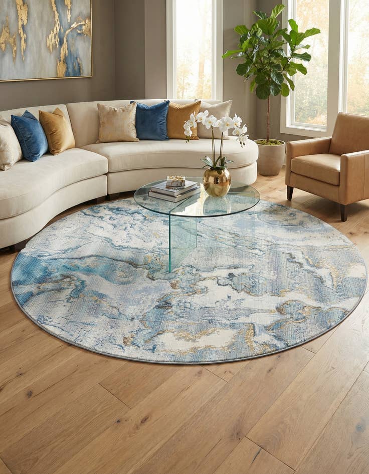 Detail image of  10' x 10'  Washable Modern Indoor / Outdoor Round Rug
