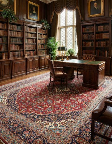 9' 7 x 13' 2 Hand Knotted Kashan Persian Wool Rug