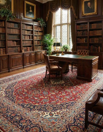 9' 7 x 13' 2 Hand Knotted Kashan Persian Wool Rug