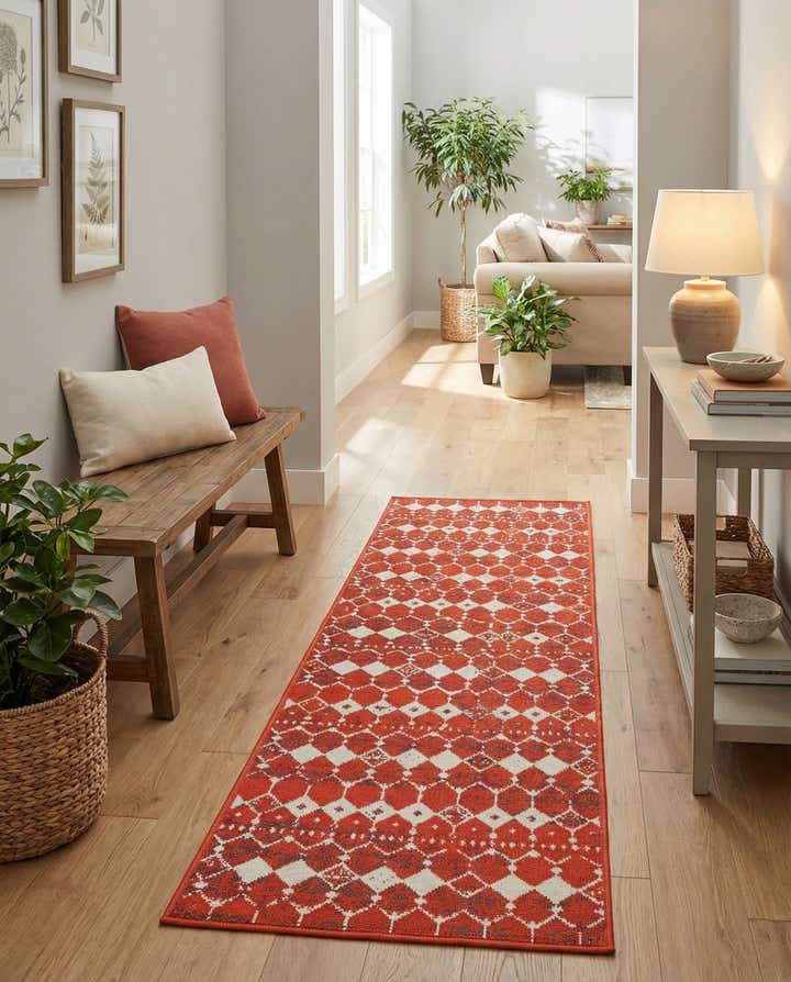 2' x 8' Easy-Clean Lattice Indoor / Outdoor Runner Rug