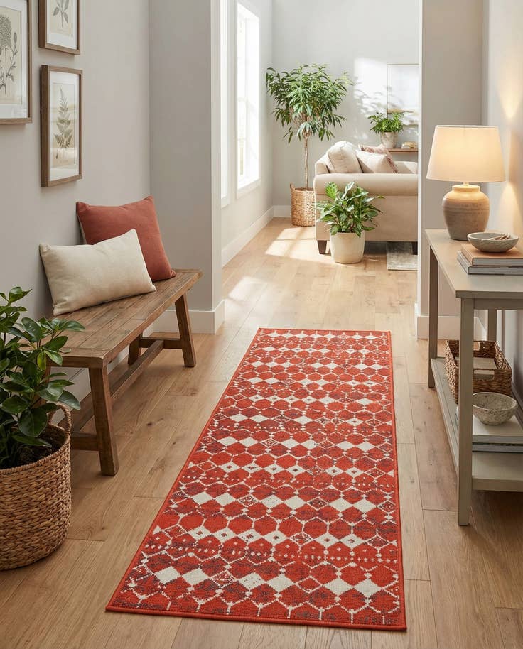 Detail image of 2' x 8' Easy-Clean Trellis Indoor / Outdoor Runner Rug