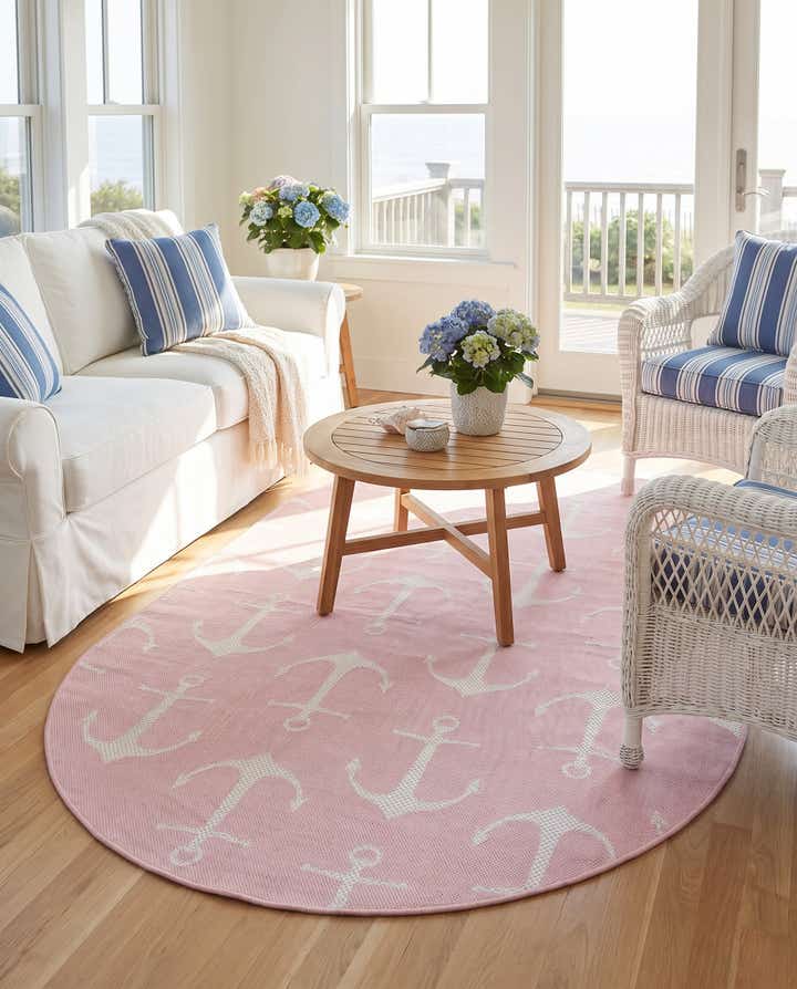 5' 3 x 8' Easy-Clean Coastal Indoor / Outdoor Oval Rug