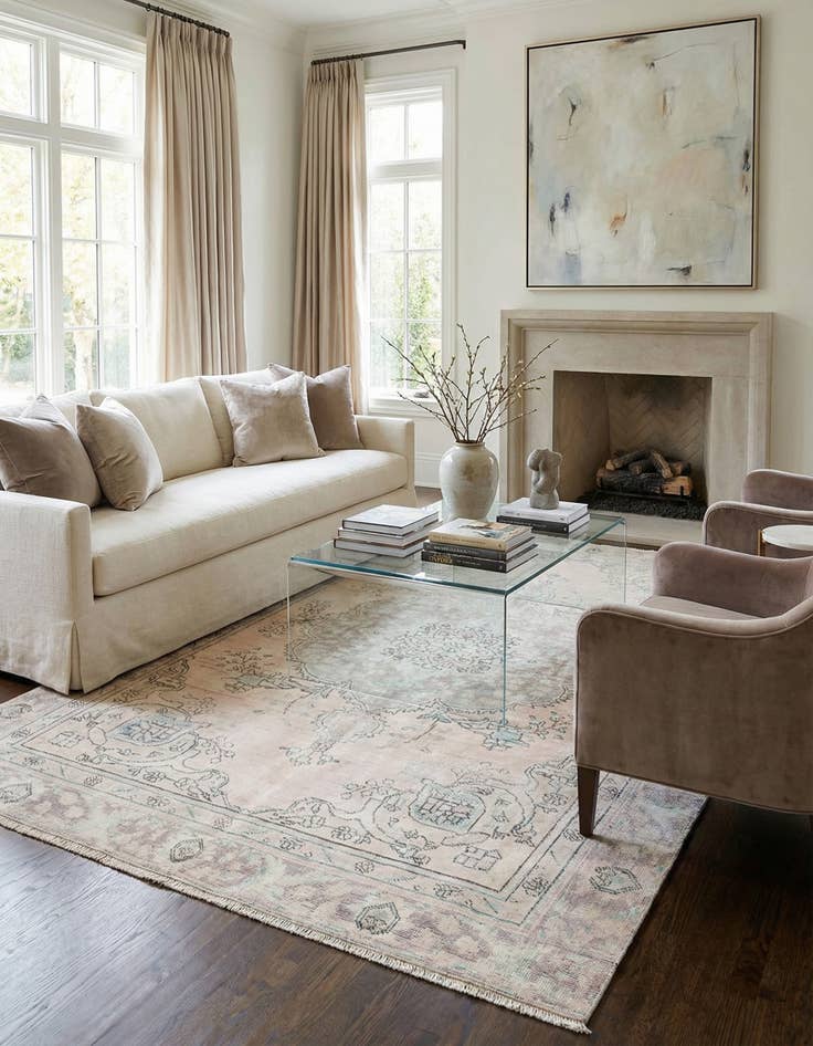 Detail image of  5' 9 x 9' 3  Hand Knotted Ultra Vintage Persian Wool Rug