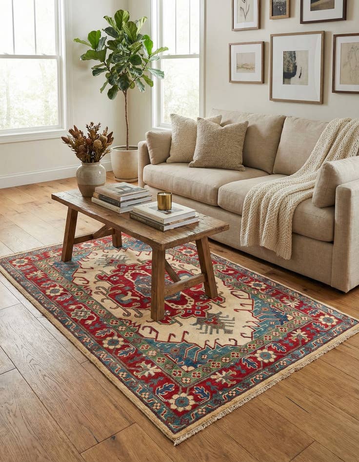 Detail image of 4' x 6' 1  Hand Knotted Kazak Rug