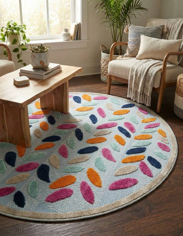 Detail image of 5' 3 x 5' 3  Washable Aruba Indoor / Outdoor Round Rug