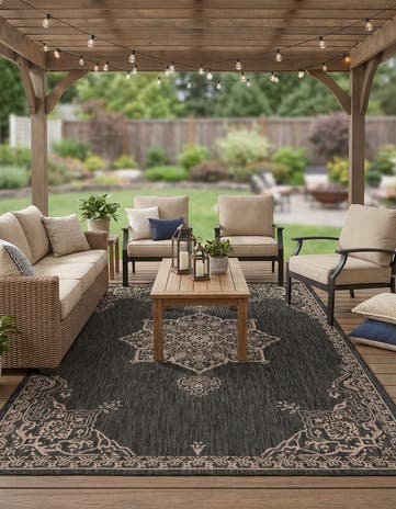 7' 10 x 11' Easy-Clean Traditional Indoor / Outdoor Rug