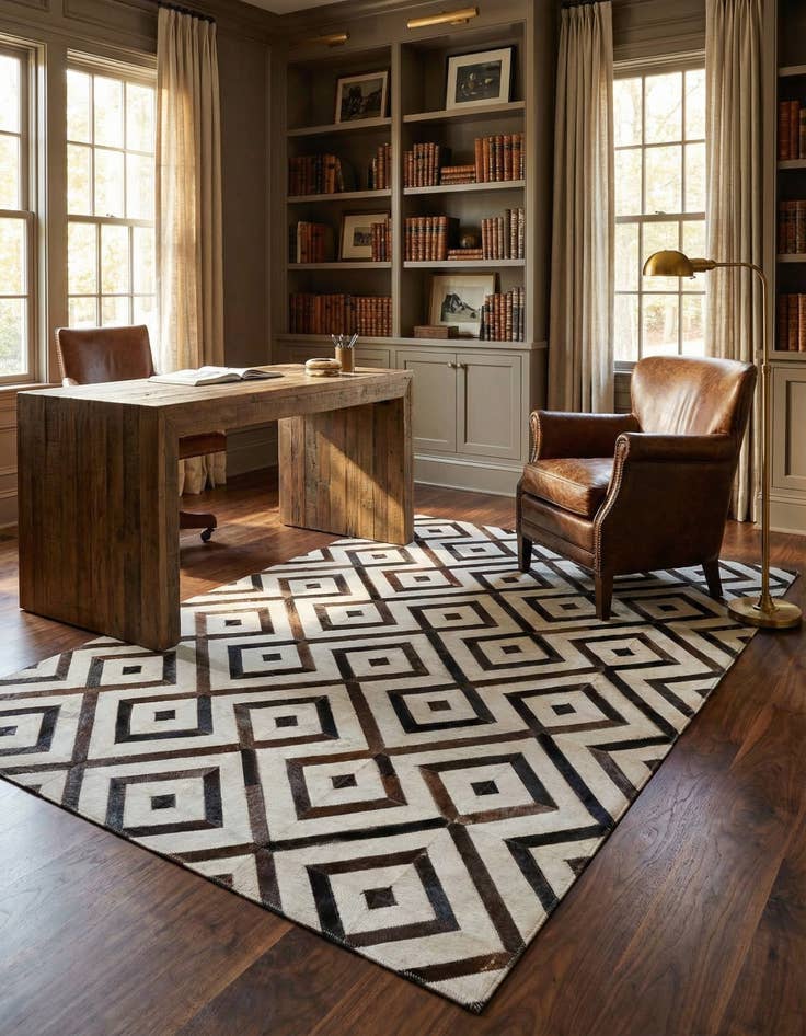 Detail image of 4' x 5' 5 Cowhide Leather Rug