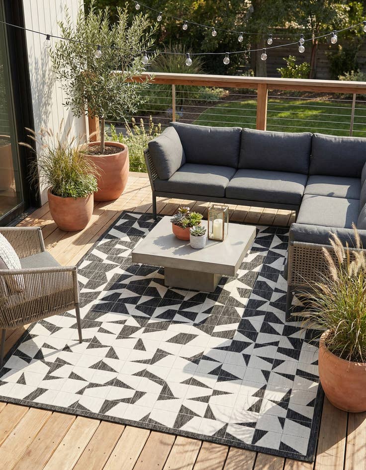 Detail image of 7' 10 x 10'  Washable Modern Indoor / Outdoor Rug