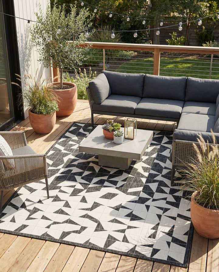 7' 10 x 10' Easy-Clean Modern Indoor / Outdoor Rug