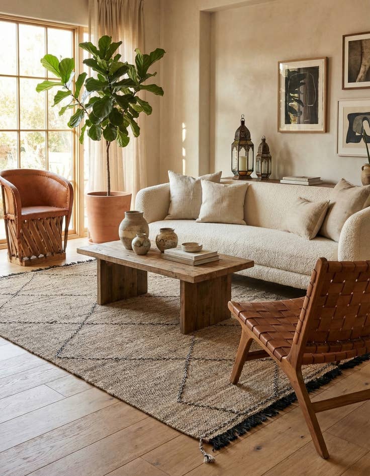 Detail image of 5' 9 x 8' 2  Hand Knotted Moroccan Wool Rug