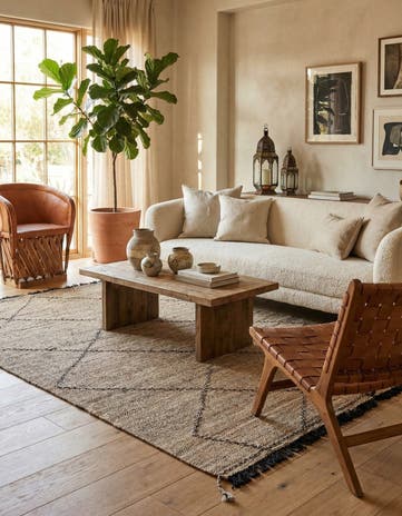 5' 9 x 8' 2 Hand Knotted Moroccan Wool Rug