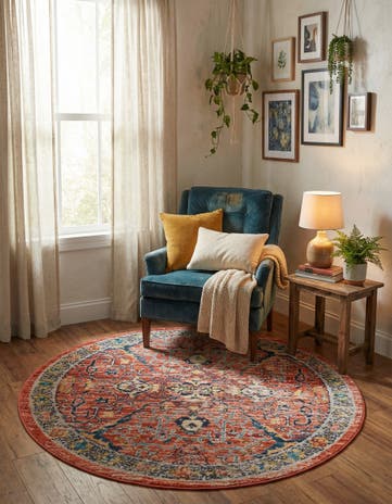 Brick Red Lola Round Rug