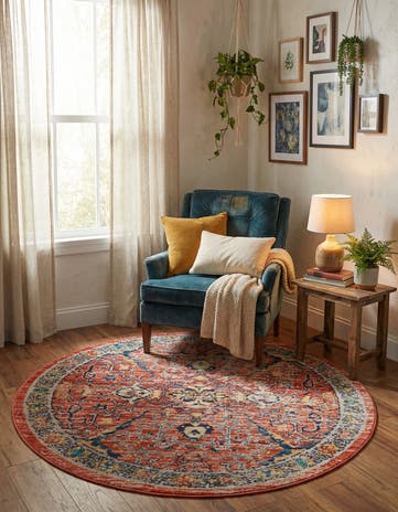 Brick Red Lola Round Rug