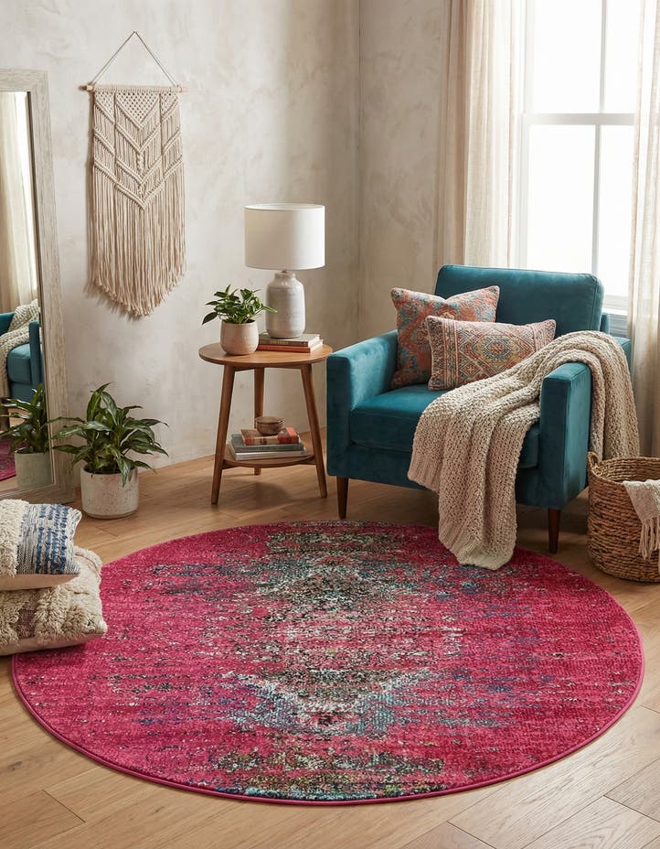 4' x 4' Washable Carnevale Round Rug