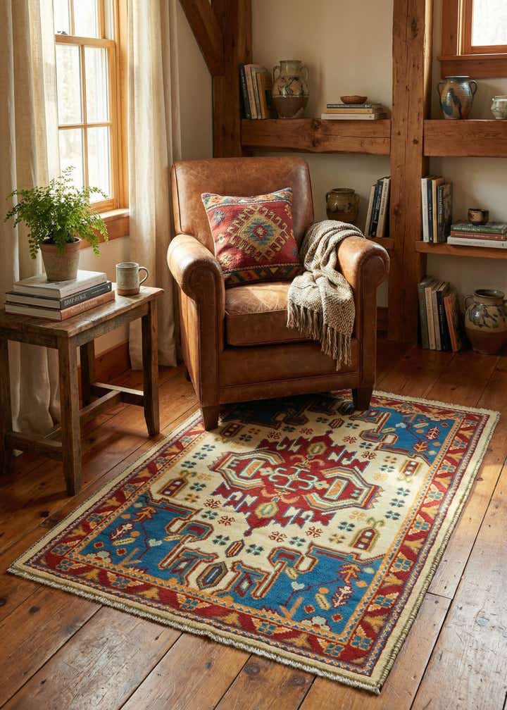 3' 4 x 4' 10 Hand Knotted Balouch Rug