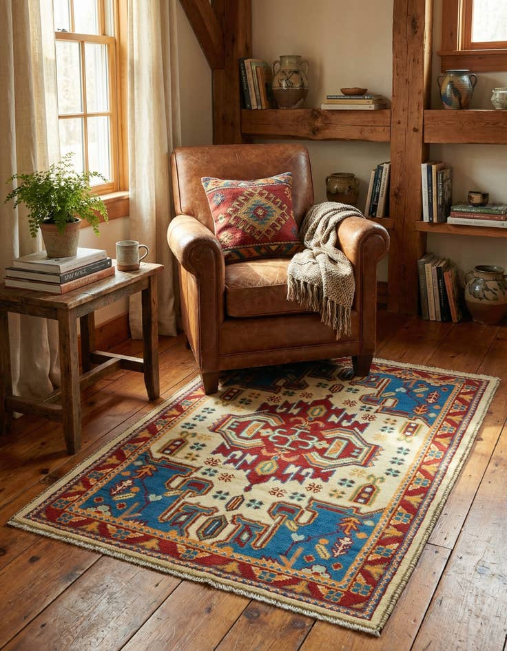 Detail image of 3' 4 x 4' 10 Hand Knotted Balouch Rug